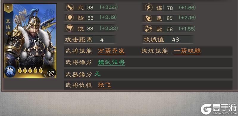 《三国乱世霸王》武将攻略：夏侯渊技能定位&阵容搭配推荐