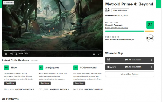 《密特罗德究极4》M站均分81系列的特色顶点之作 《密特罗德究极4》M站均分81系列的特色顶点之作
