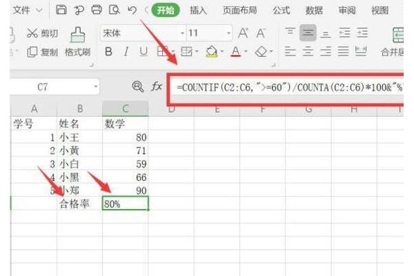 excel表格怎么求合格率