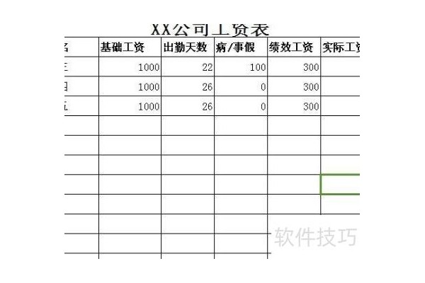 工资表格制作excel教程
