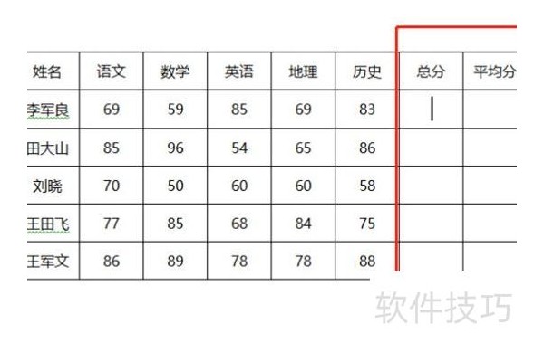 excel怎么计算平均分和总分