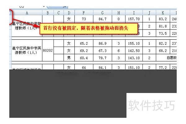 excel中如何使第一行保持不动