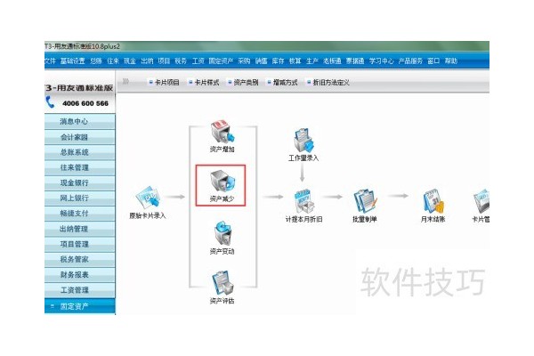 用友财务软件T3固定资产变卖减少的处理教程图解