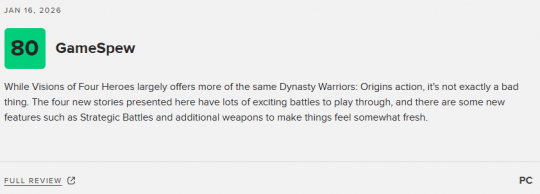 《真三国无双:起源》DLC“梦幻四英杰”M站82分:物有所值! 《真三国无双:起源》DLC“梦幻四英杰”M站82分:物有所值!