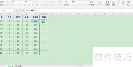 excel表格计算名次的方法 excel表格计算名次的方法