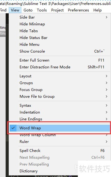 SublimeText文本自动换行设置 SublimeText文本自动换行设置
