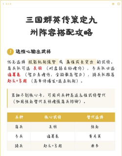 三国群英传策定九州三队共存阵容搭配与实战策略详解 三国群英传策定九州三队共存阵容搭配与实战策略详解