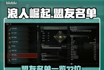 浪人崛起32个盟友名单有哪些 浪人崛起32个盟友名单有哪些