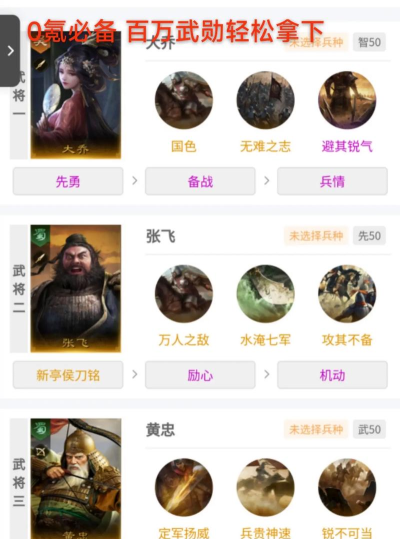 三国大冒险0氪党阵容介绍 三国大冒险0氪党阵容介绍