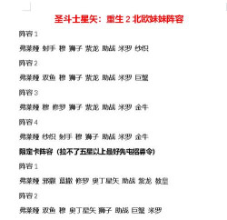 圣斗士星矢重生2阵容推荐 圣斗士星矢重生2阵容推荐