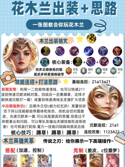 花木兰怎么用,技能连招技巧,实战打法思路 花木兰怎么用,技能连招技巧,实战打法思路