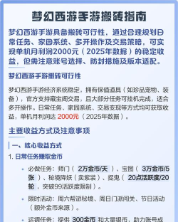 梦幻西游怎么搬砖,掌握核心方法,实现稳定收益 梦幻西游怎么搬砖,掌握核心方法,实现稳定收益