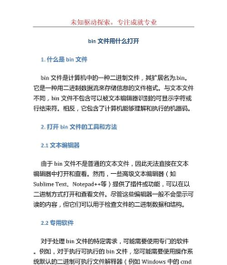 bin文件如何打开,掌握正确方法,轻松查看文件内容 bin文件如何打开,掌握正确方法,轻松查看文件内容